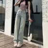 Wide leg jeans women's retro light yellow mud narrow version of summer thin high waist hanging loose straight leg pants - Image 5