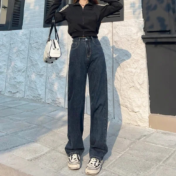 Straight leg jeans women's summer 2024 new explosive high-waisted wide-leg pants small slim loose pants - Image 5