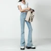 Jeans women spring summer 2024 new explosive horseshoe pants high-waisted skinny American stretch tight micro flare pants