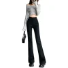 Black micro-ripped jeans women net red high-waisted thin horseshoe pants slim stretch small flared pants woman - Image 5