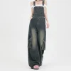 Denim overalls women's American retro overalls 2024 new straight leg loose mopping casual jumpsuit - Image 4