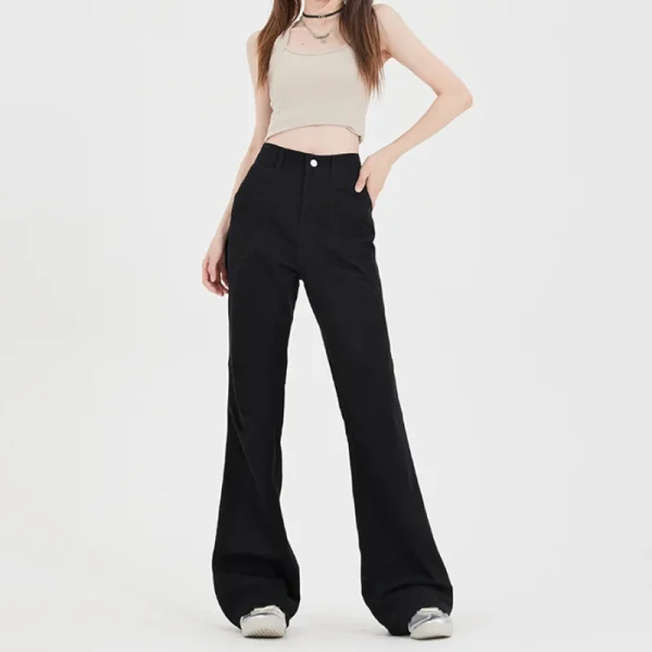Micro casual pants female spice girl simple advanced sense of early autumn new non-stick leg loose and thin horseshoe overalls - Image 3