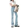Jeans women spring summer 2024 new explosive horseshoe pants high-waisted skinny American stretch tight micro flare pants - Image 5