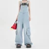 Denim overalls women's American retro overalls 2024 new straight leg loose mopping casual jumpsuit - Image 5